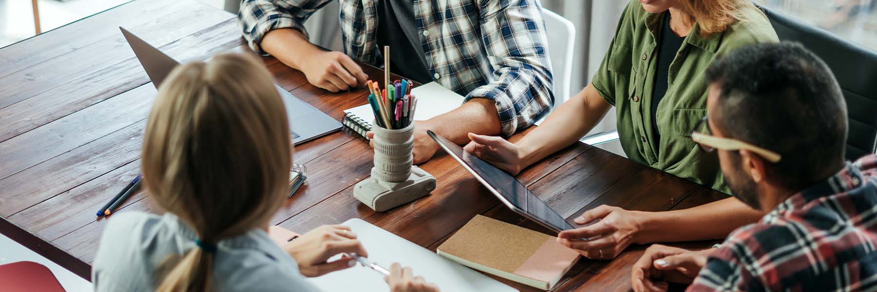 A group of young adults discussing