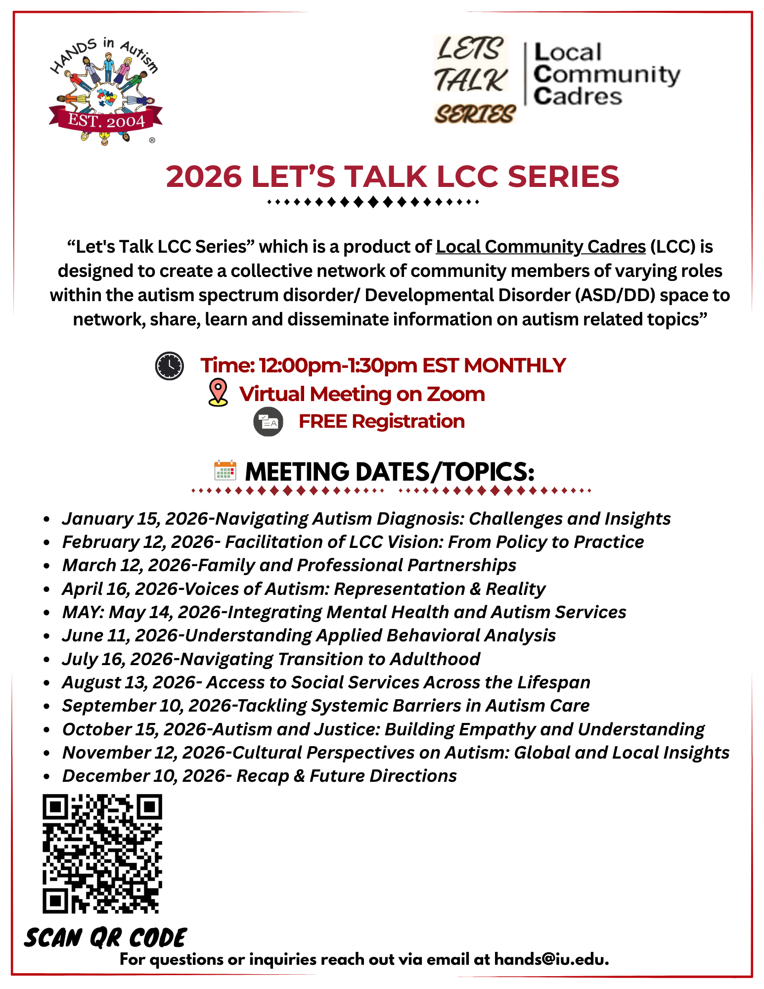 LCC flyer containing 2026 meeting dates 